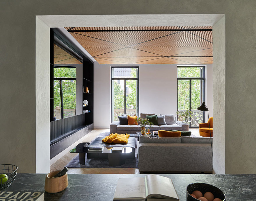 巴塞罗那原木艺术天花板的现代公寓-7