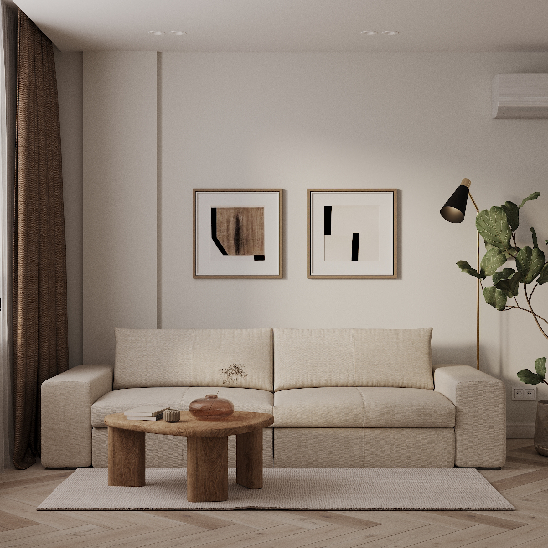 Minimal Pastel Beige Interior-8