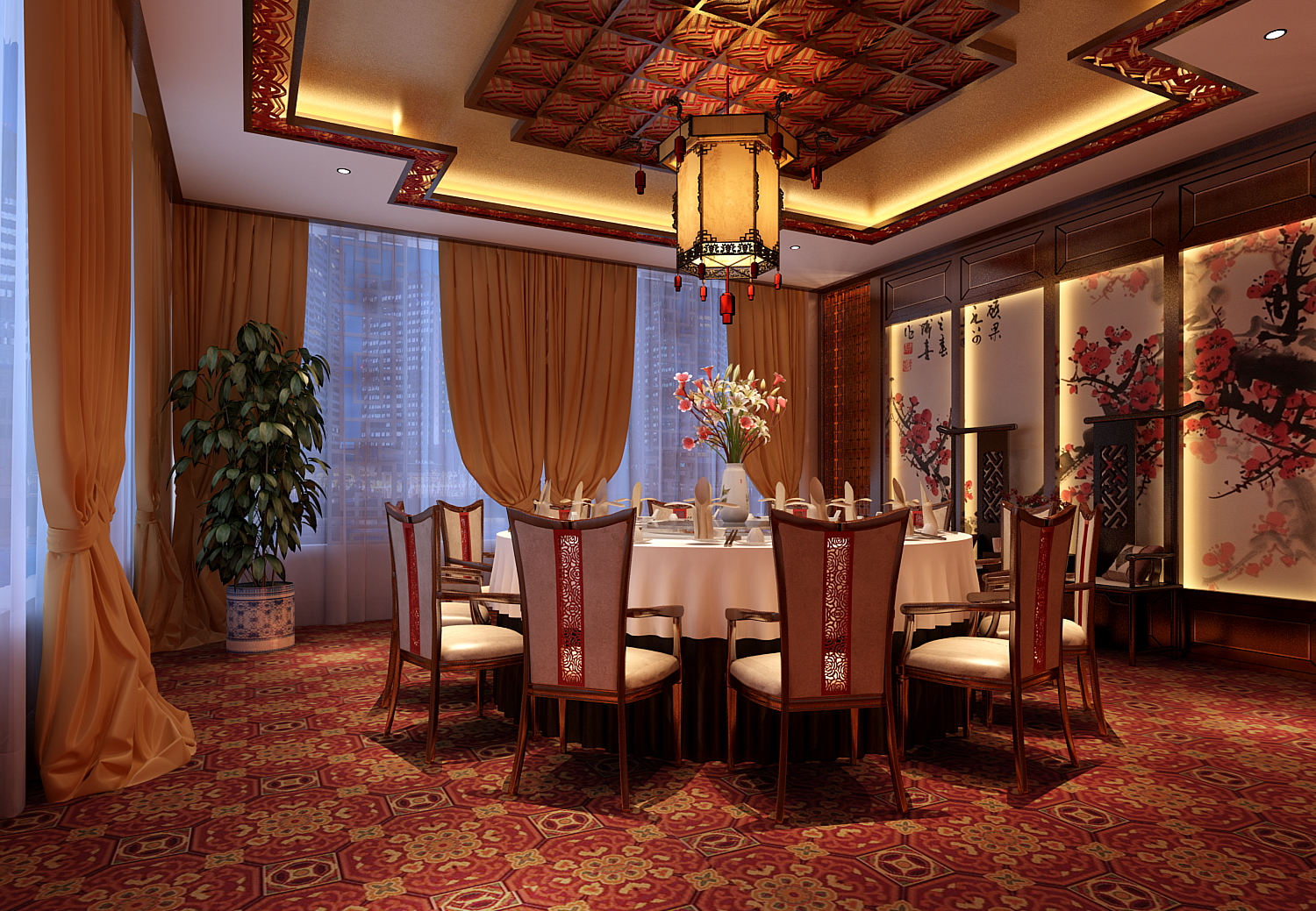 新中式风格奢华酒店餐厅 会所包房 包厢 包间 高清效果-2-6
