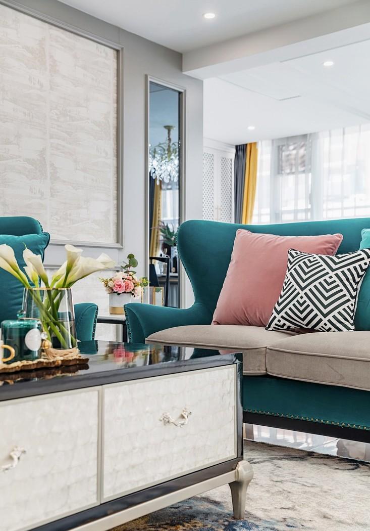 云端点墨设计丨公寓丨鎏砂 - 美式混搭风格餐厅与卧室设计-7