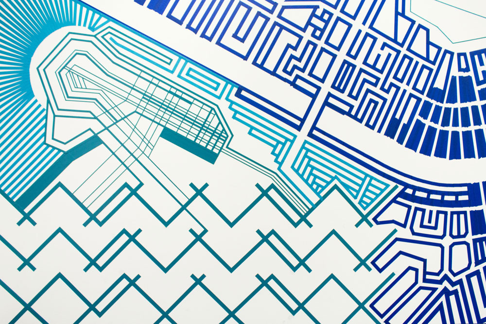创意胶带艺术装点会议室，呈现城市鸟瞰视角-3