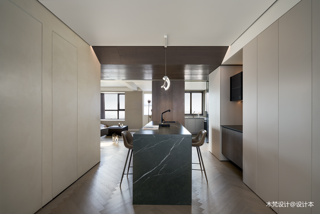 语文老师独居105㎡现代简约家：岛台餐桌、独立猫房、超大办公区-69