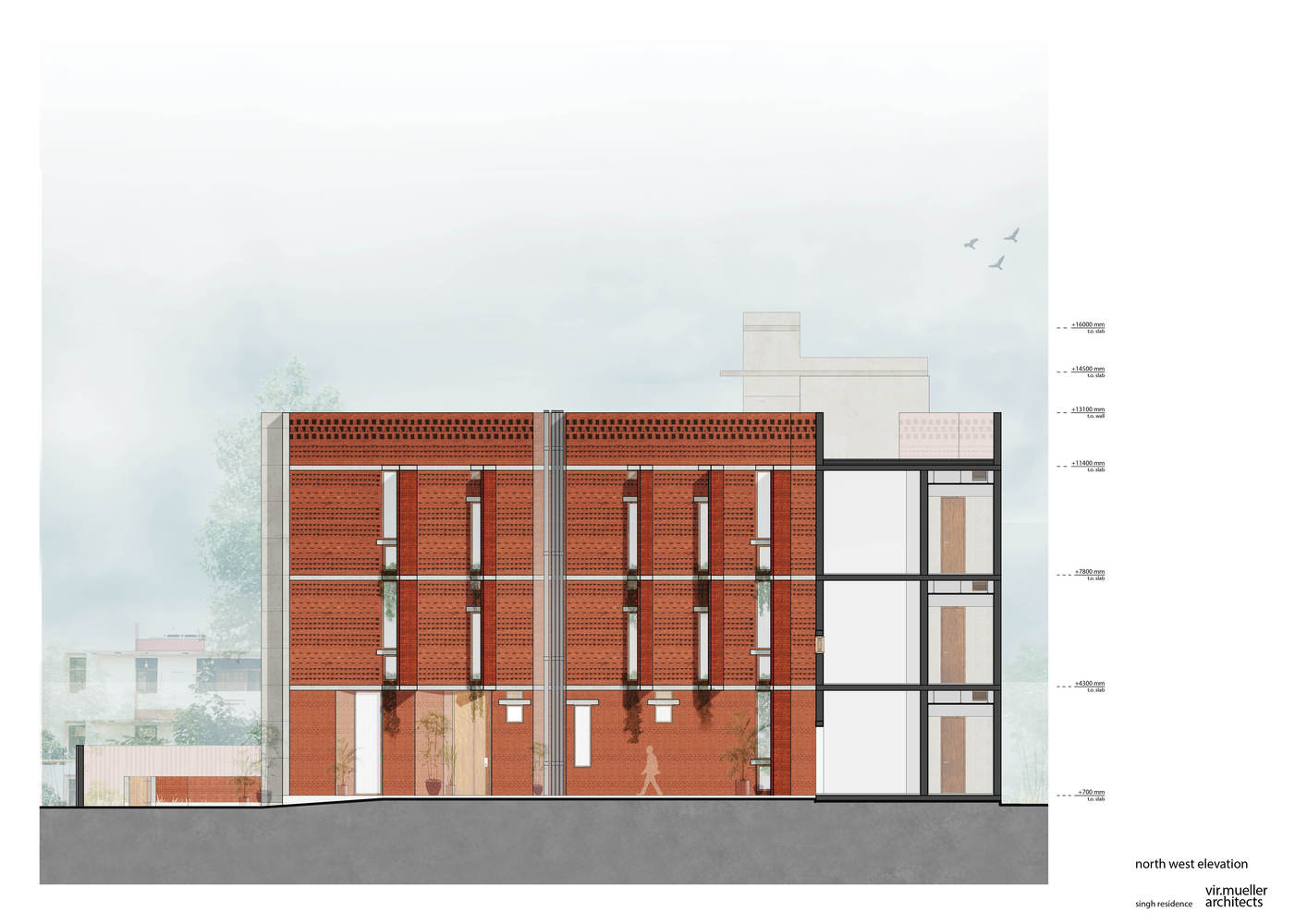 印度紧密家庭共享生活砖房设计-50