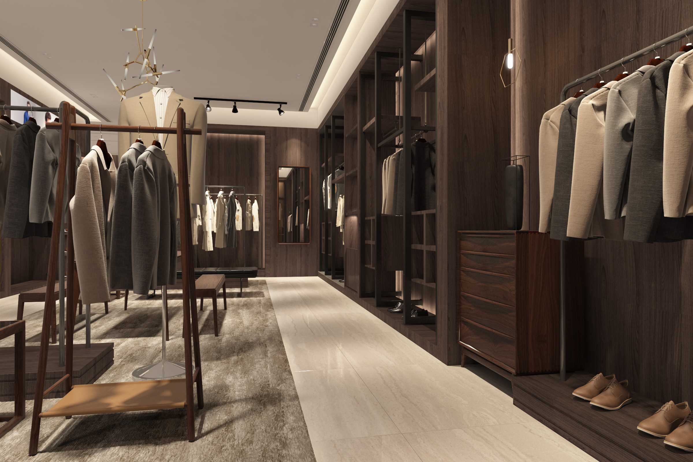 黑胡桃木轻奢雅致男装品牌旗舰店设计-14