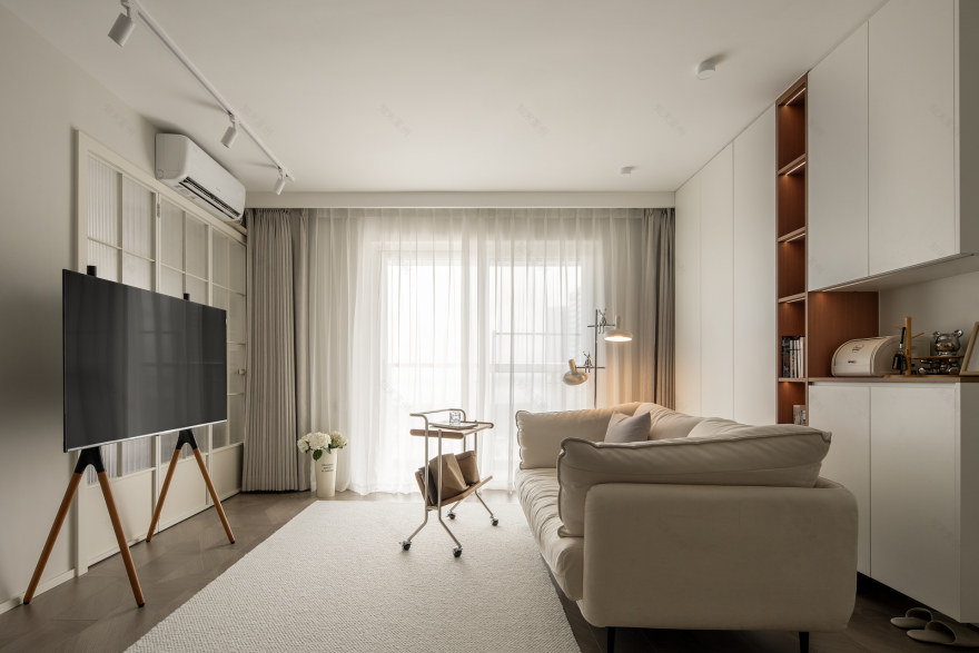 自由式客厅+日式四分离,治愈系的二人一猫-43