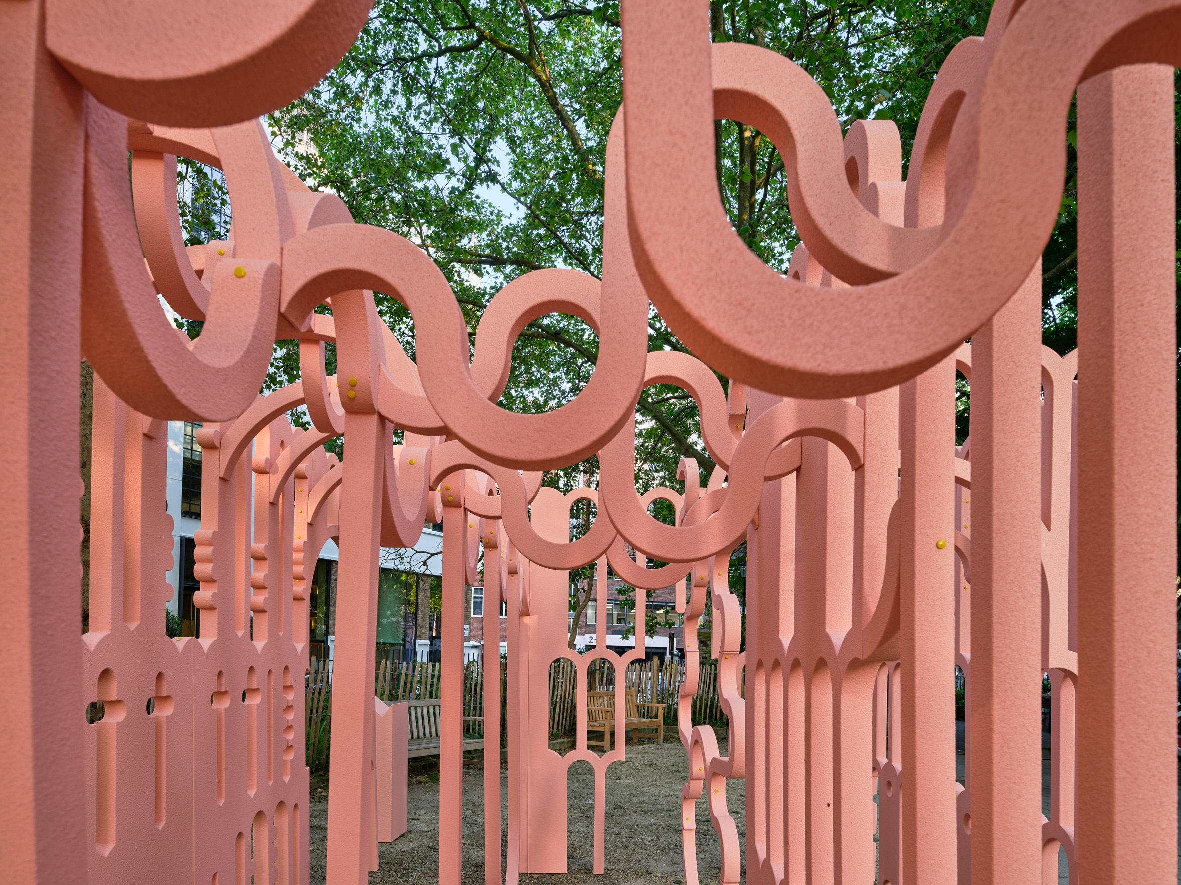 Peter Morris designs Clerkenwell Design Week pavilion from pink imitation stone-27