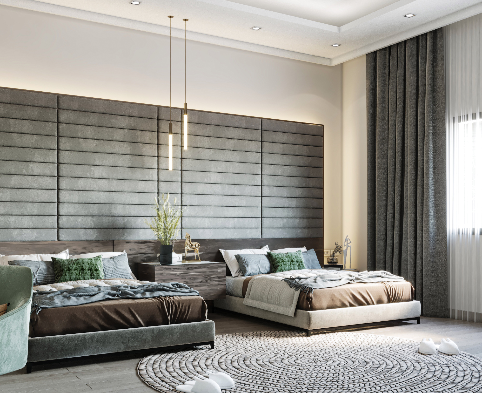 中性风格卧室设计丨沙特阿拉伯丨vision design & construction-9