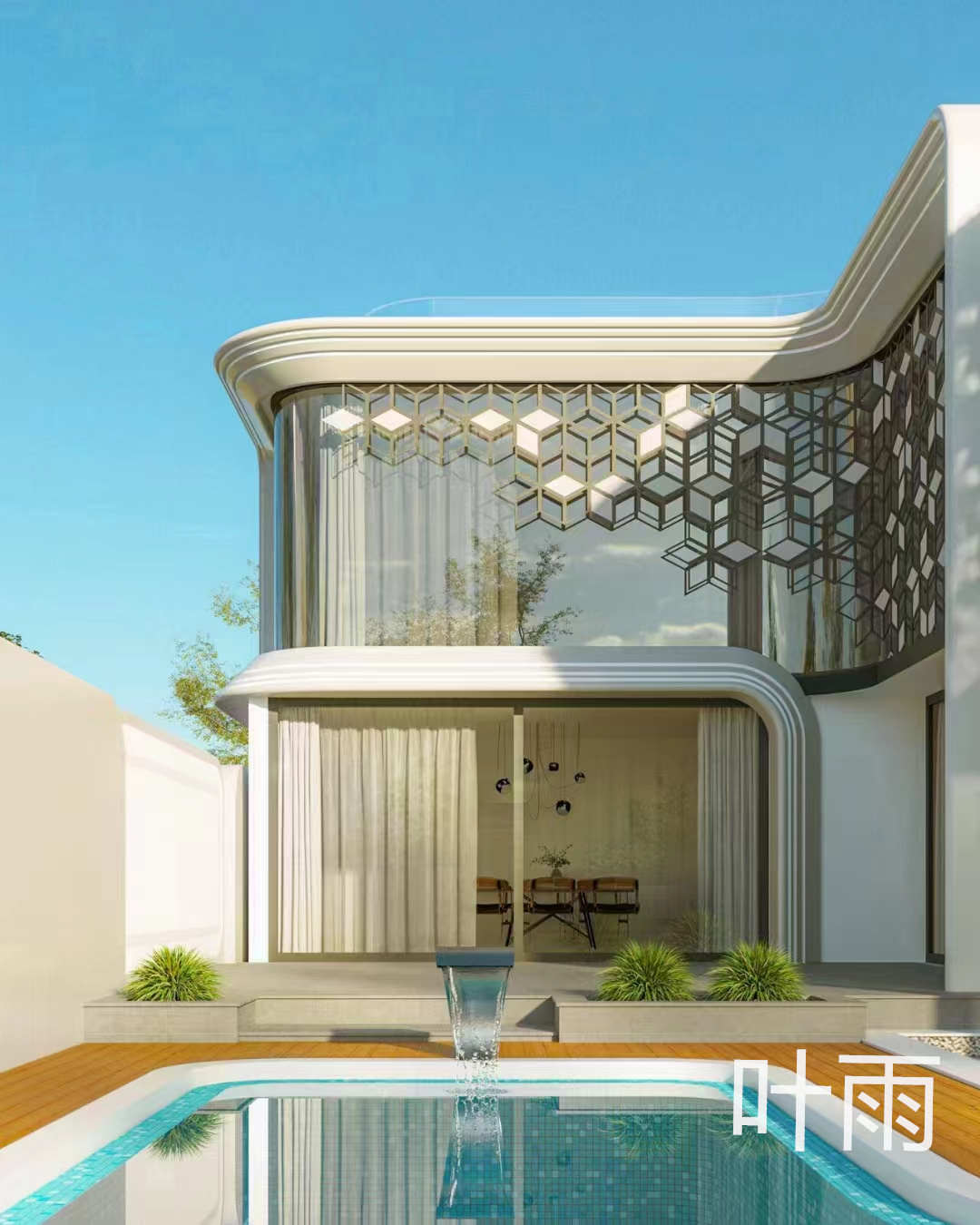 全曲线立面现代别墅外观-4