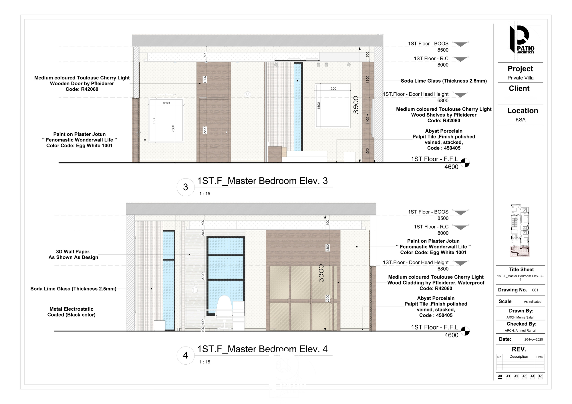 现代主卧套房丨沙特阿拉伯利雅得丨Patio Architects L.L.C-12