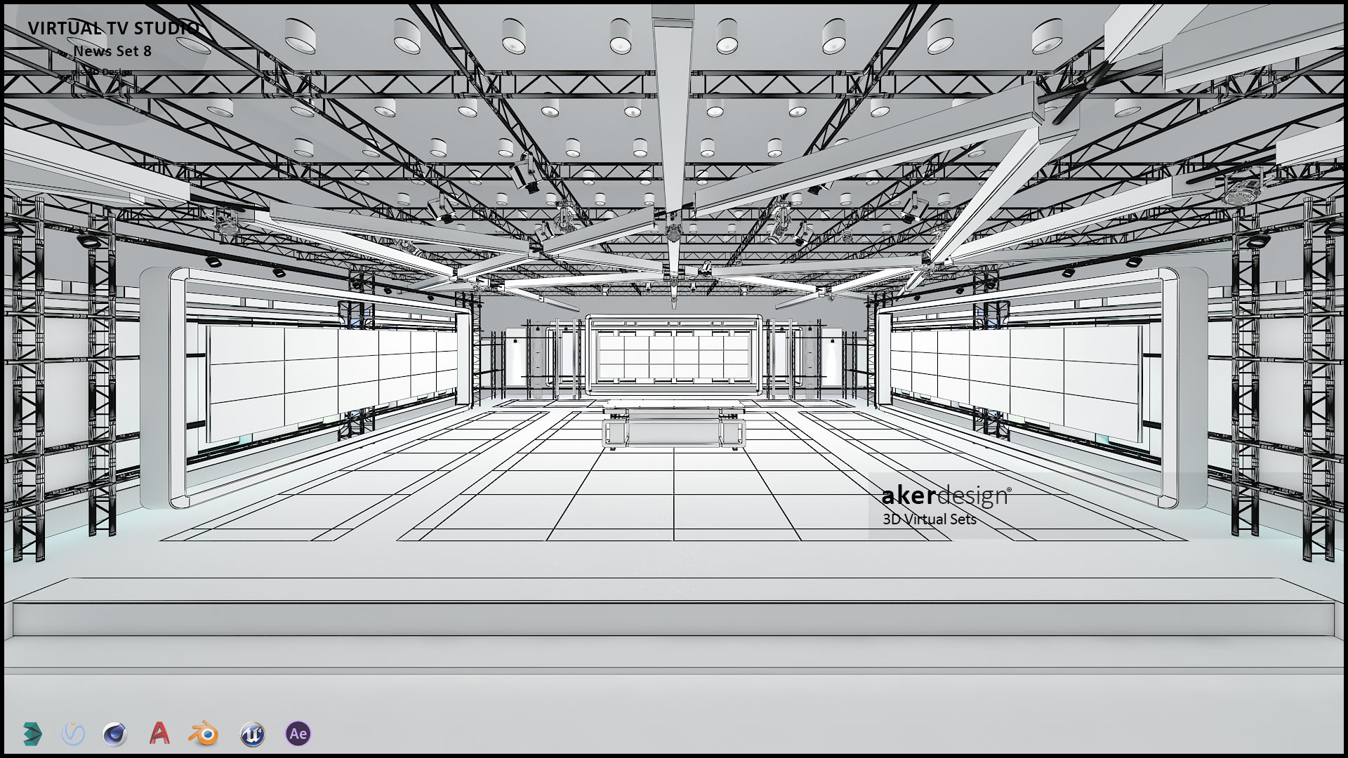 虚拟电视演播室新闻布景 8-1