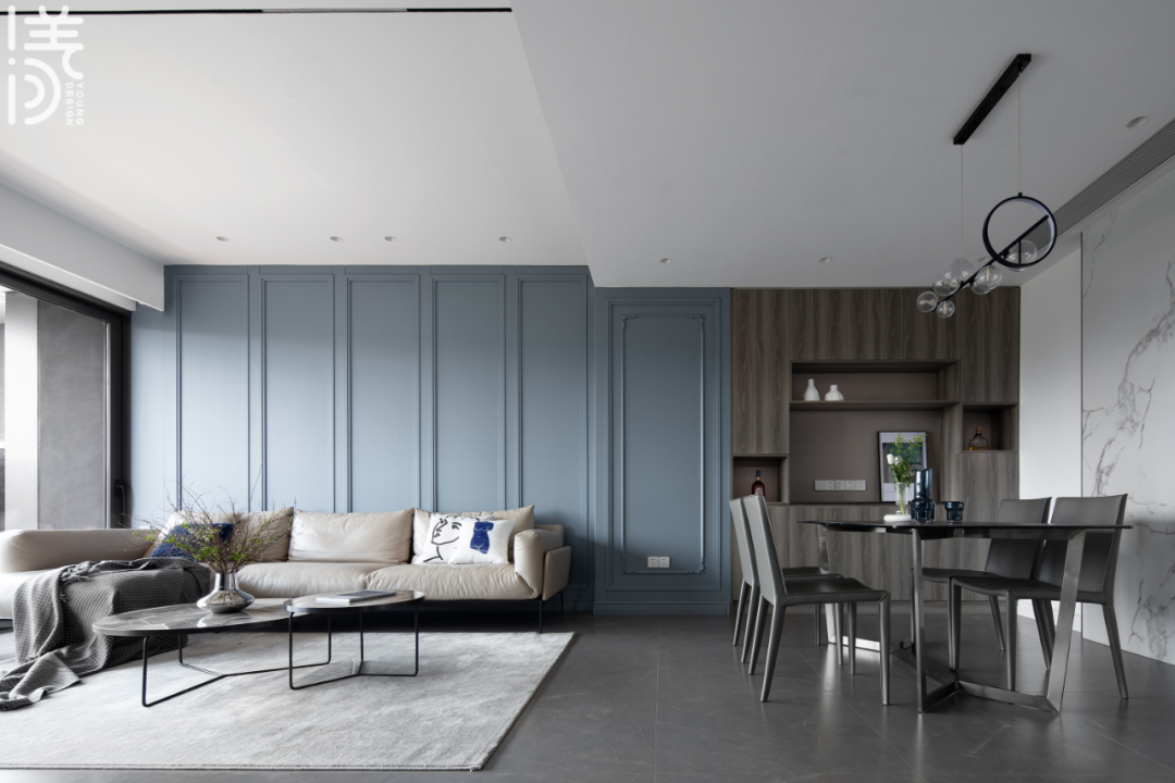 漾设计：125㎡现代住宅，高级灰+雾霾蓝，温柔高级的空间！-13