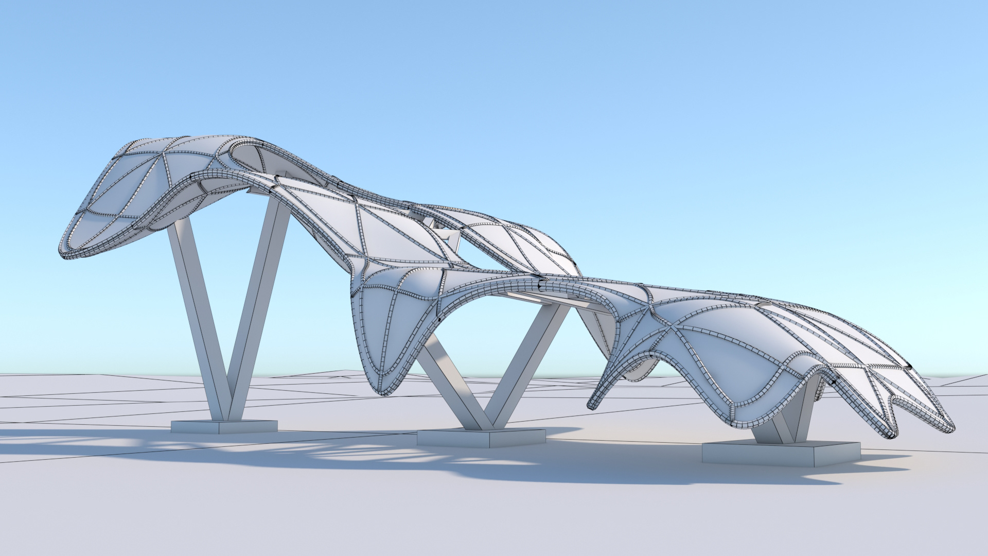 凉棚三维模型有机-4