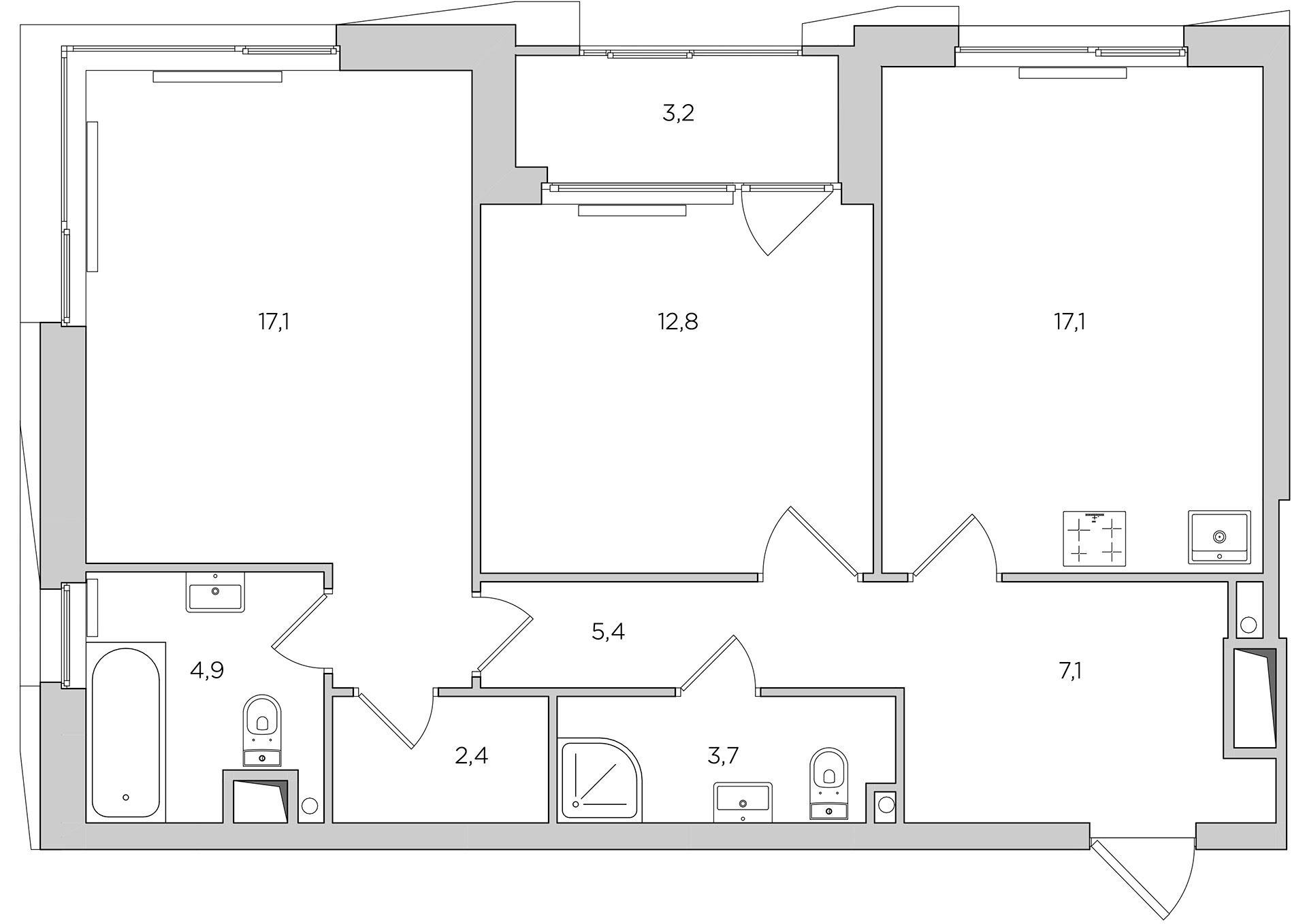 带浴室窗户的简约公寓丨俄罗斯莫斯科-4
