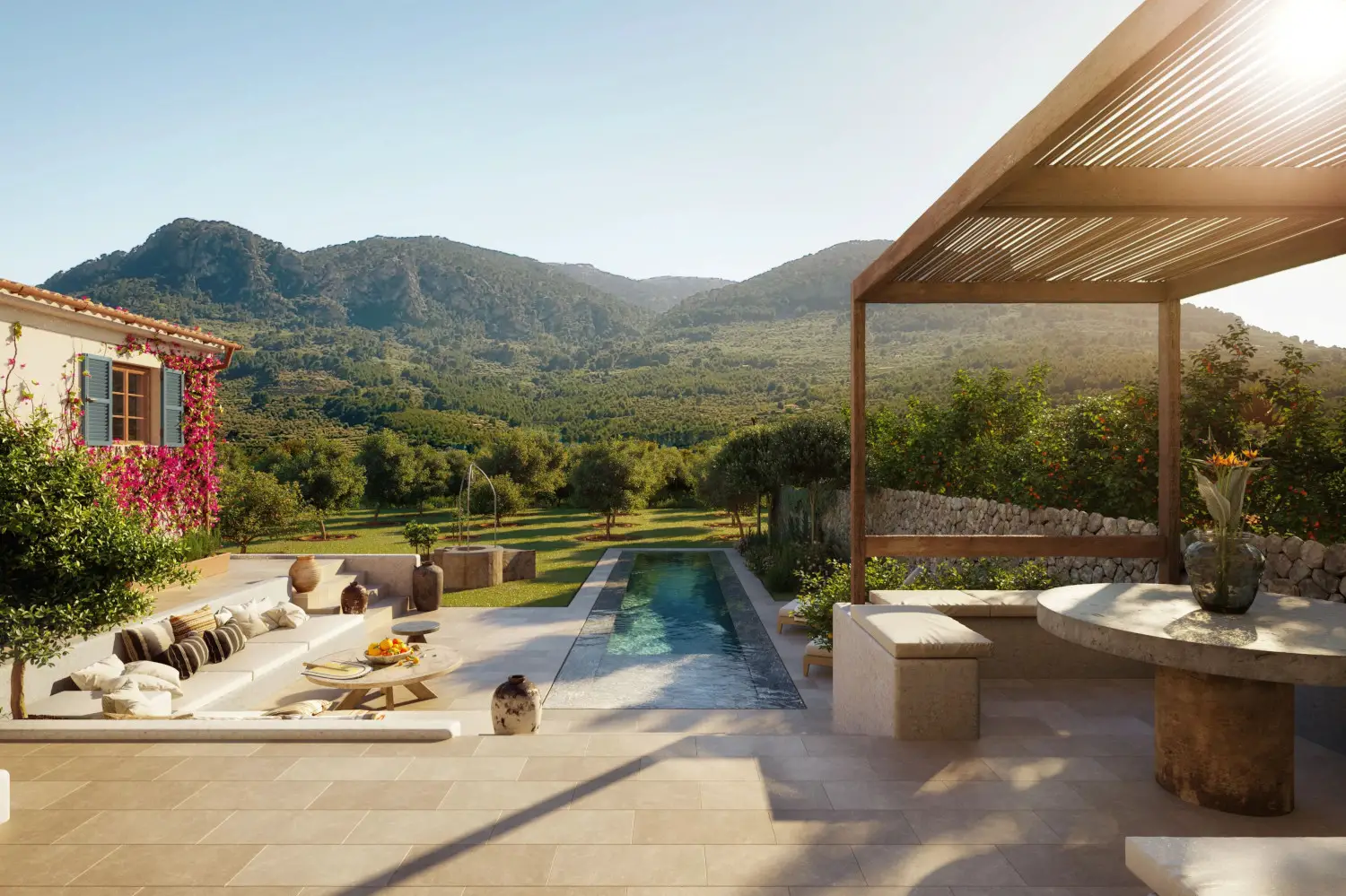 现代风格翻新西班牙马洛卡泳池别墅-10