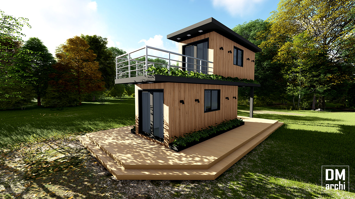 森林中的集装箱迷你别墅-3