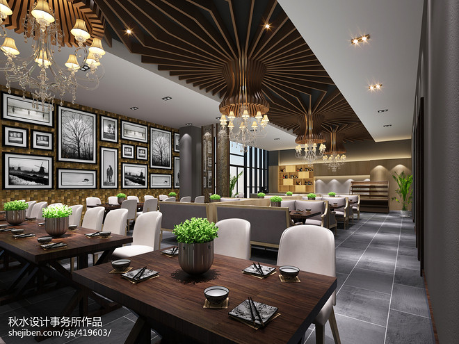 45万元餐饮空间350平米装修案例（湘菜馆设计）-12