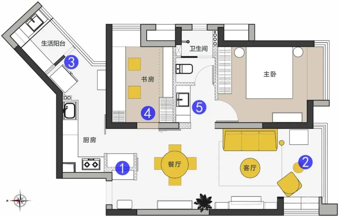 柔美复古风,79m²小两室婚房的精致设计-14