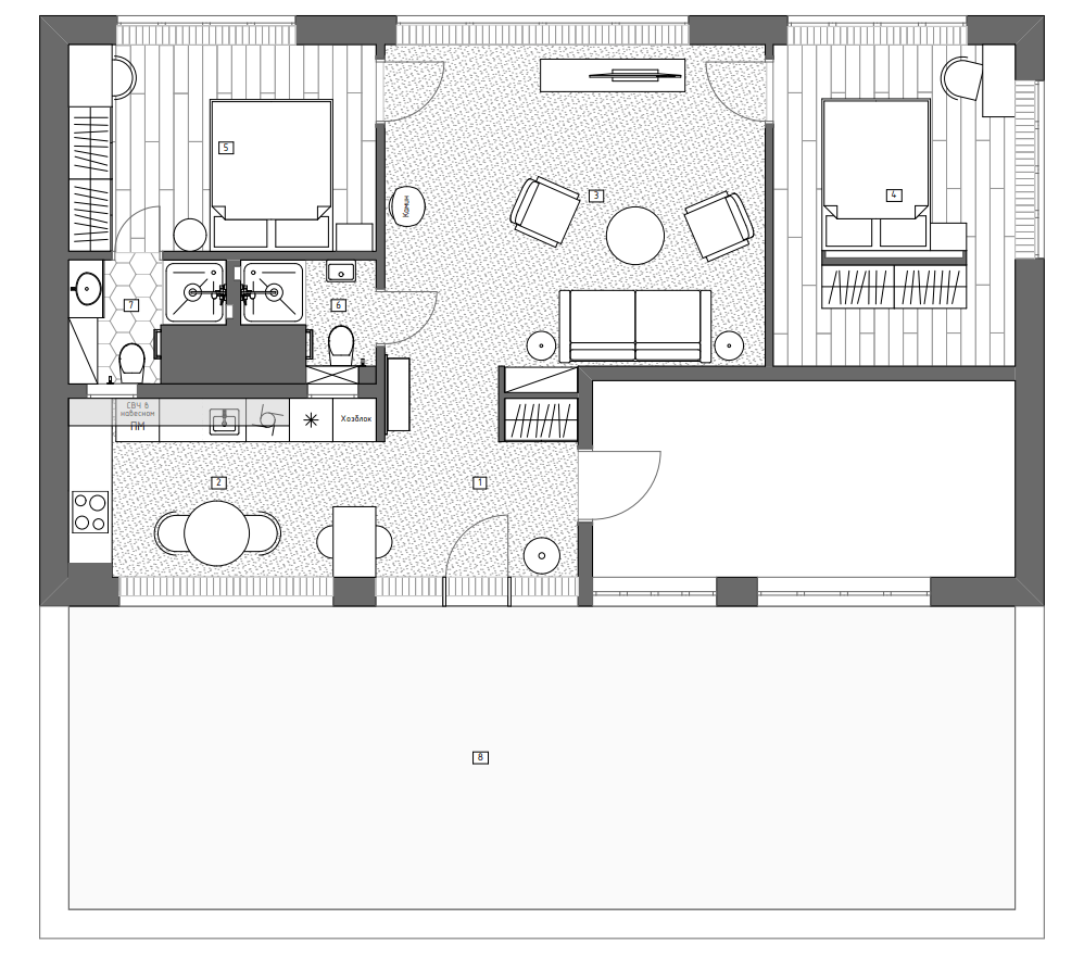 全景玻璃 77㎡舒适公寓丨Alexandra Chigintseva-25