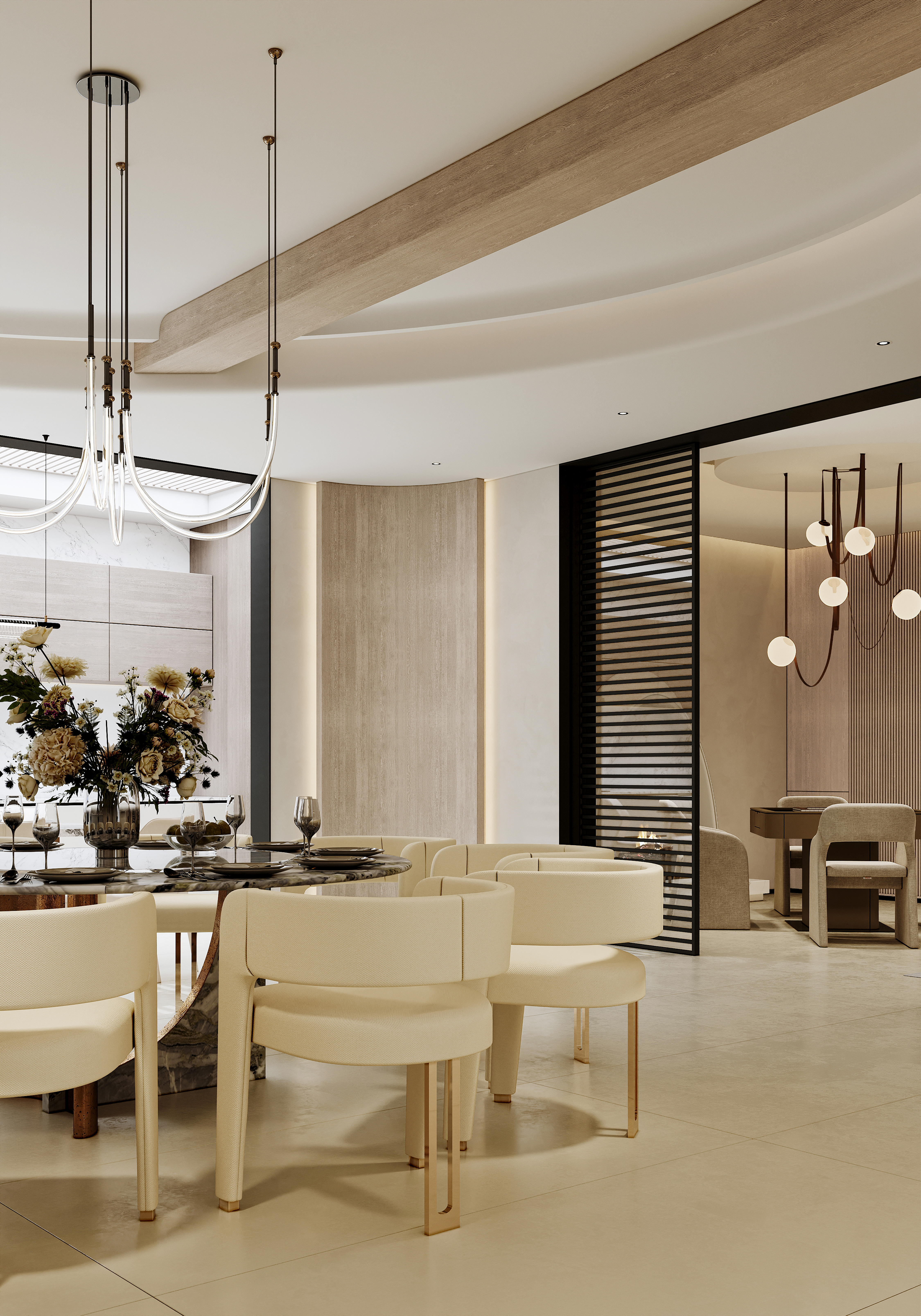 三亚  绿城海棠望庐 1150㎡  原木奶油风效果图表现-11