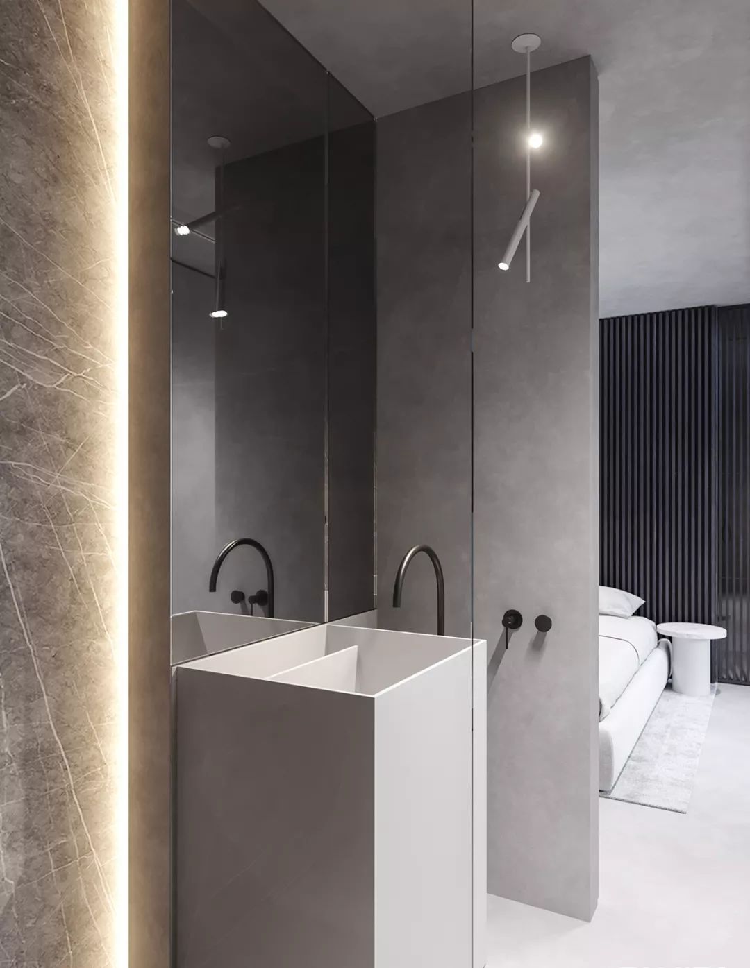 极简灰的私宅空间 | 高级灰与深木饰面的完美融合-91