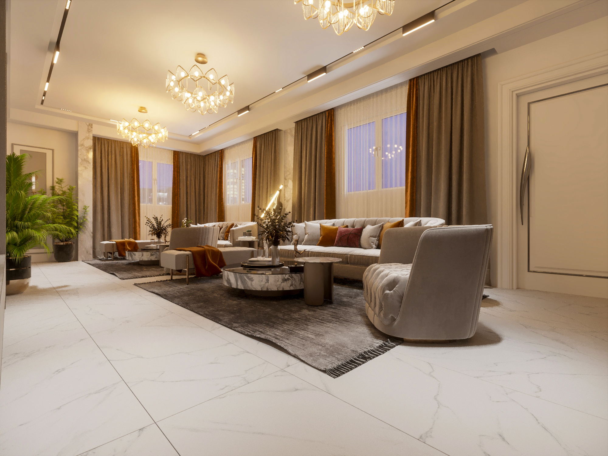 Neo Classic Man Living Room Villa 180 Meter-0