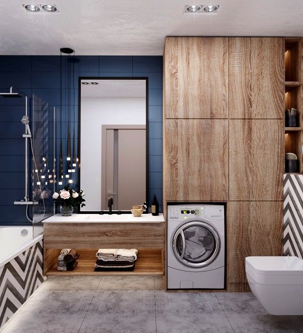 5㎡卫生间高级设计方案 | 洗衣机巧妙融入洗漱台与收纳柜-61