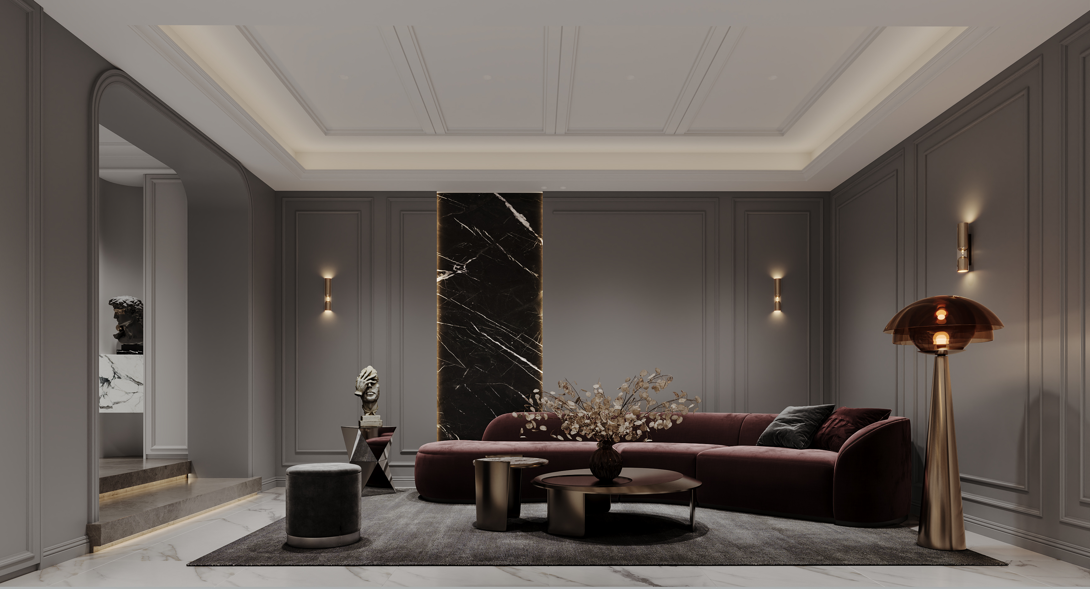 美式轻奢别墅空间表现-17