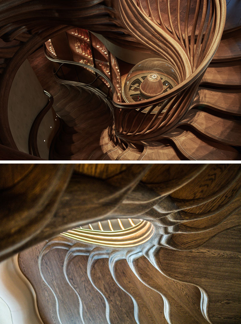 Trabczynski / GD Staircases：餐厅中雕塑木楼梯-8