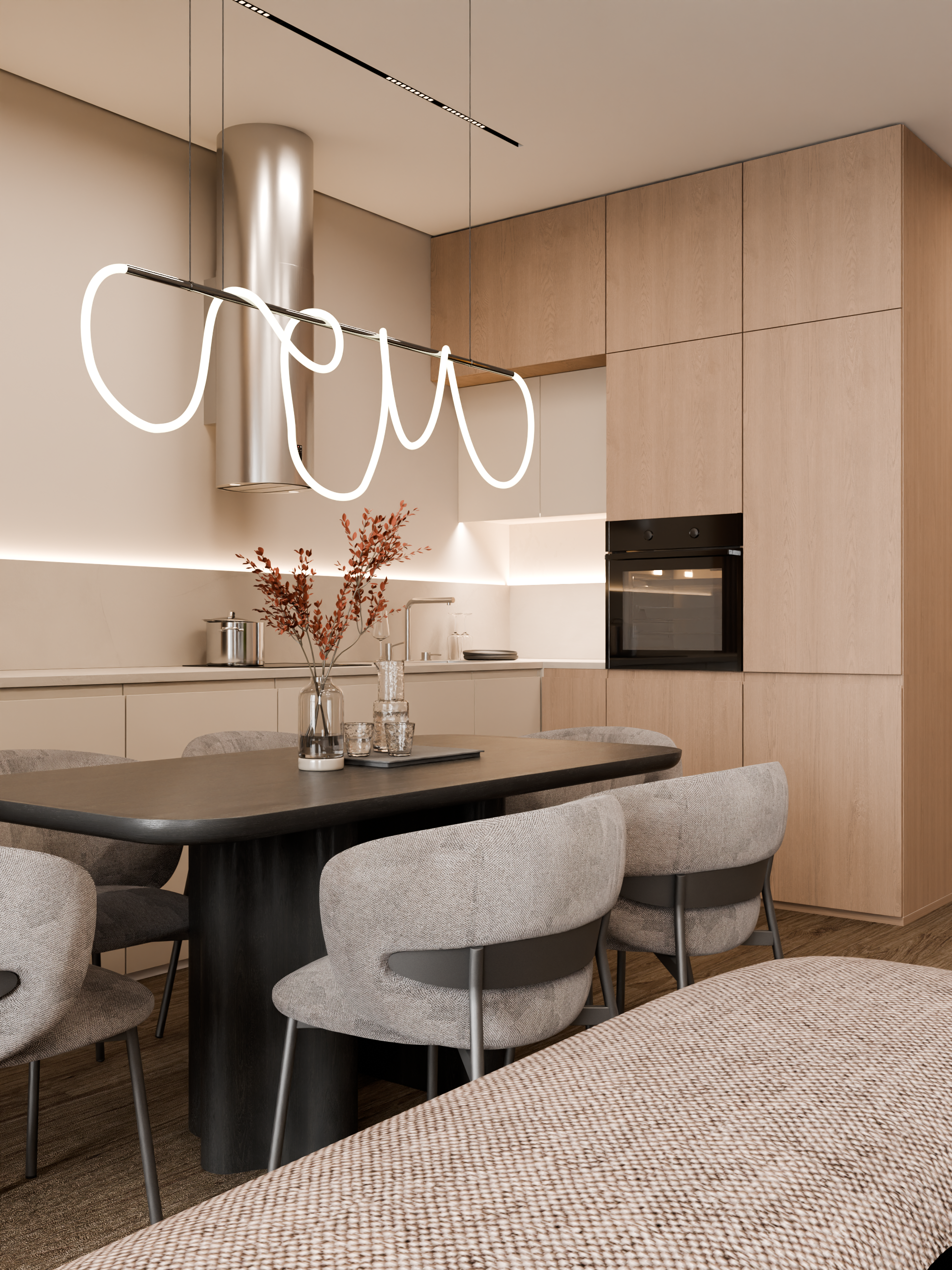 ЖК НОБЕЛЬ 厨房,客厅及卧室设计项目丨Овечкин Сергей-10