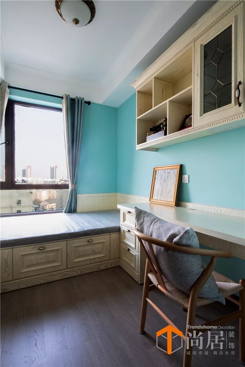 104㎡美式田园风，蒂芙尼蓝带来清新浪漫-25