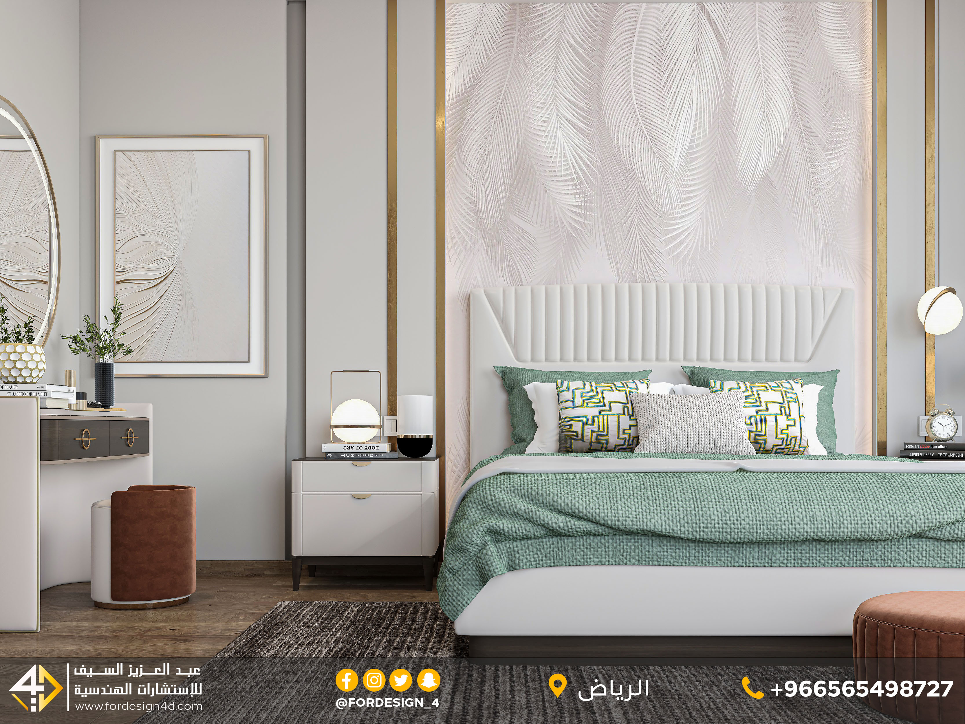 Modern bedroom design in villa in KSA-4