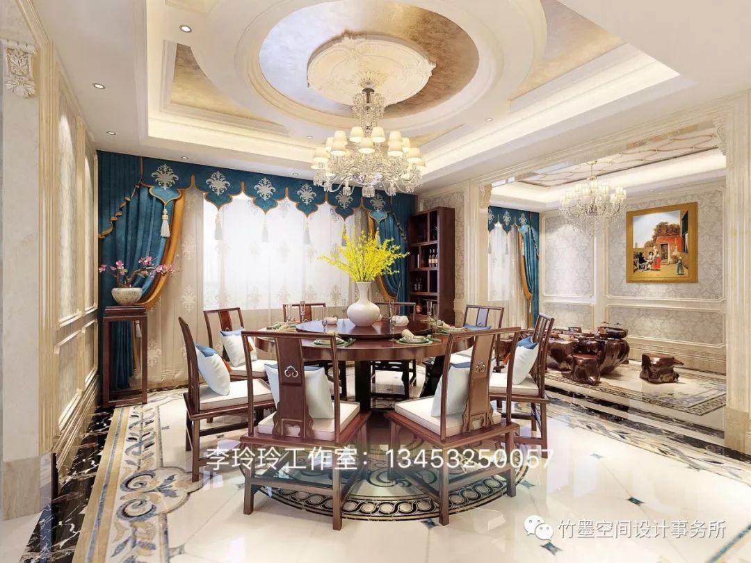 欧式浪漫融入中式韵律,350m²大平层设计-9