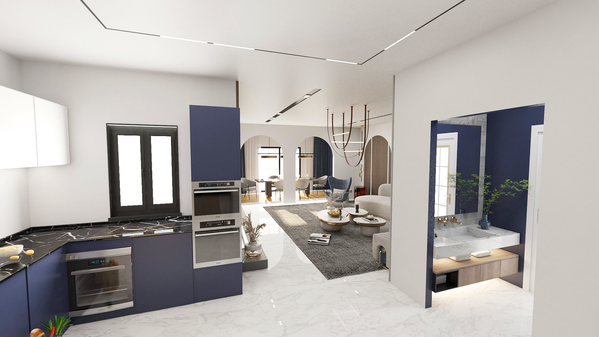 KSA 小别墅客厅及轻厨房设计-12