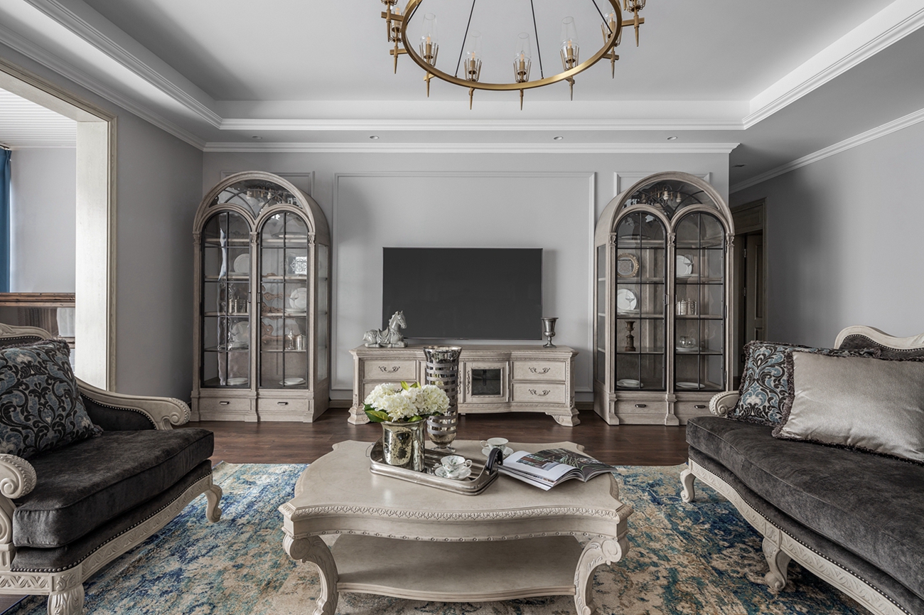 宏福樘设计丨平层丨200㎡美式复古混搭,延续经典爱情故事里的生活日常-61