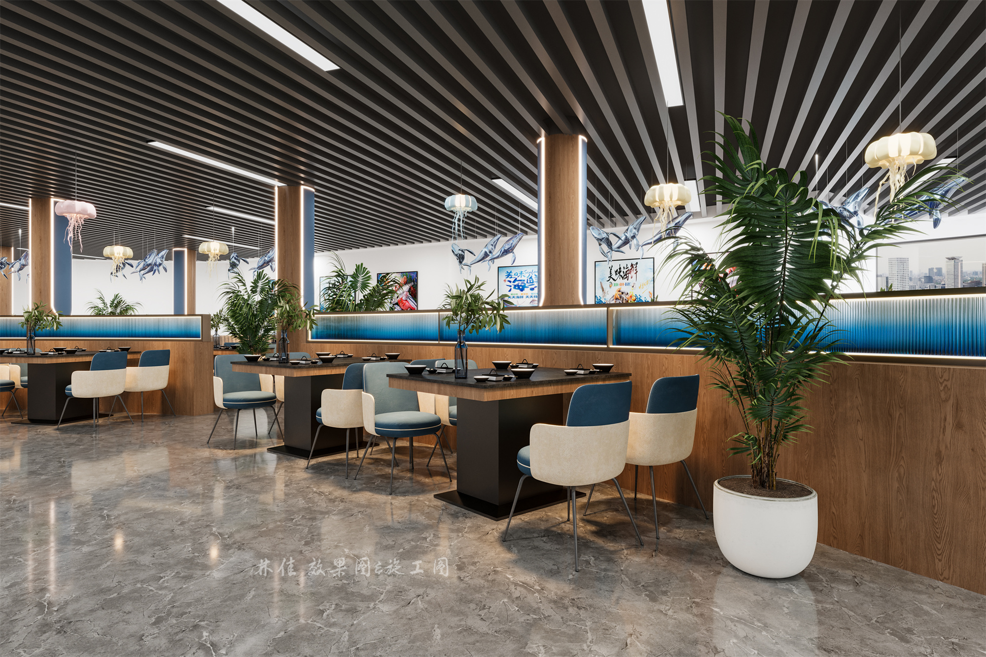 海鲜餐厅设计||高级又有质感的主题餐厅-0