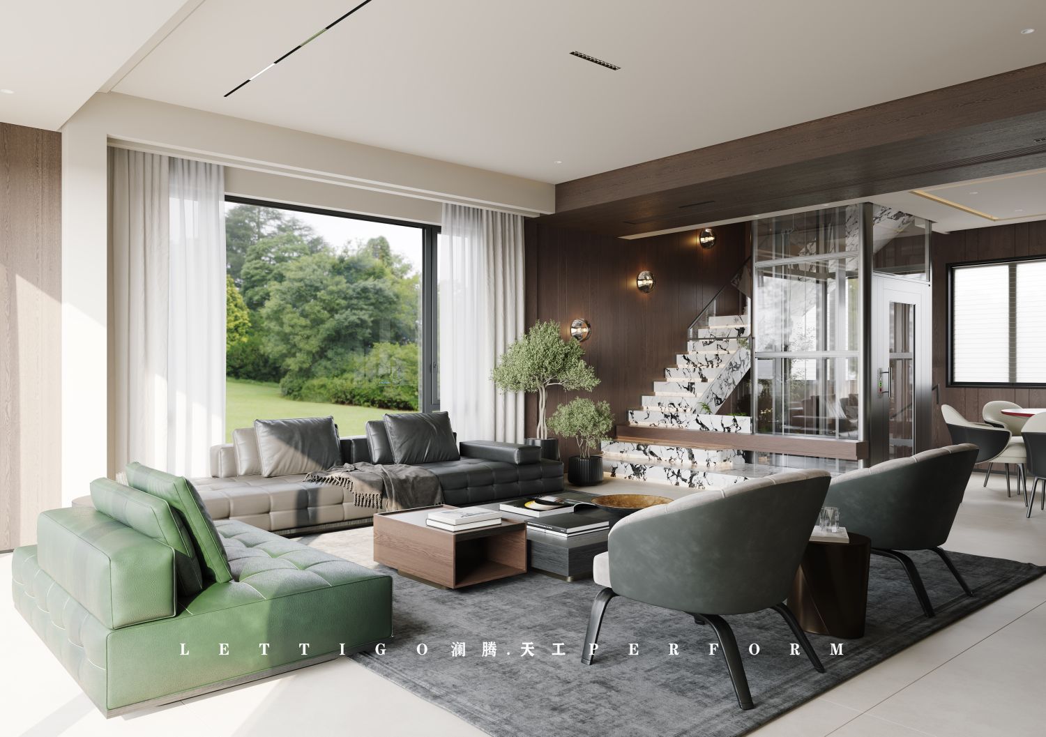 高级感黑金配色意式轻奢别墅-1