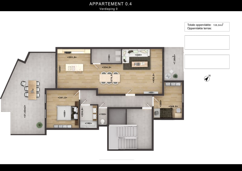 2d floor plan design rendering using photoshop with custom texture furniture-6