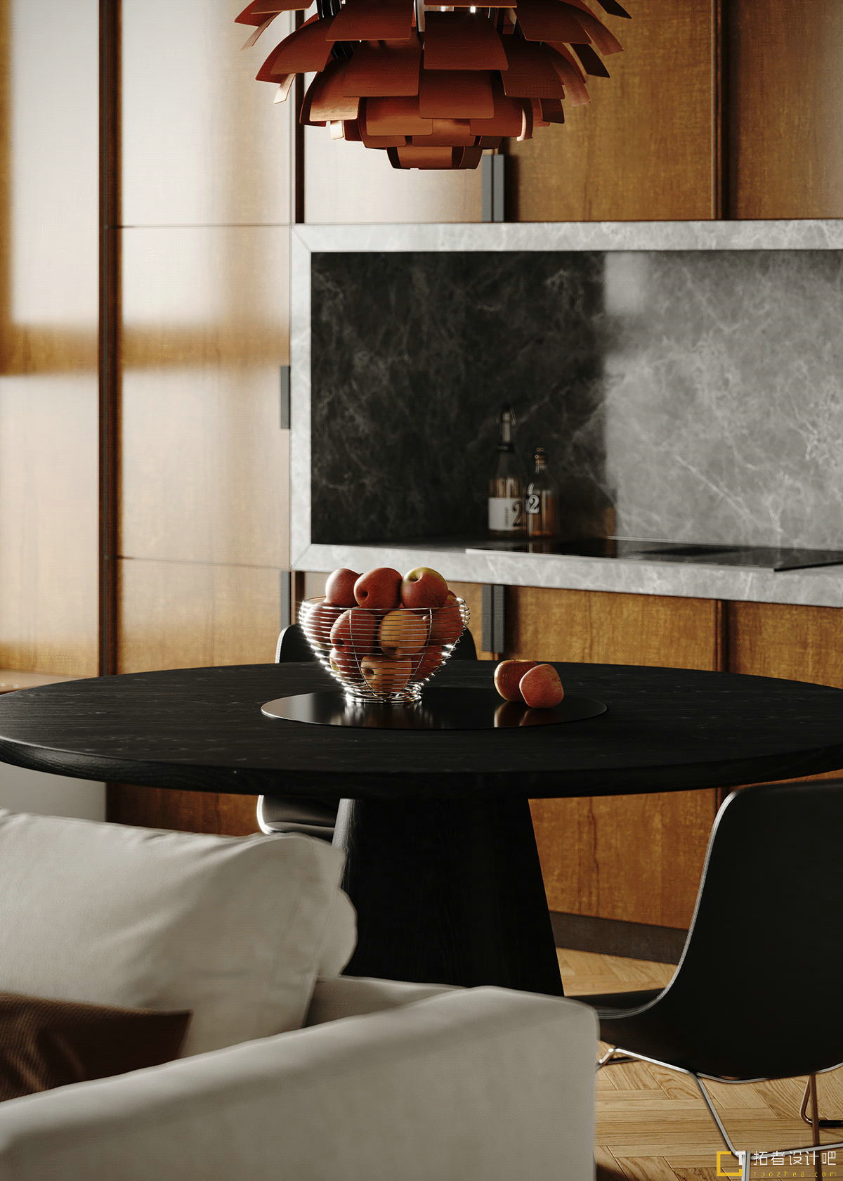 胡桃木+灰橙  意式质感空间设计！-8