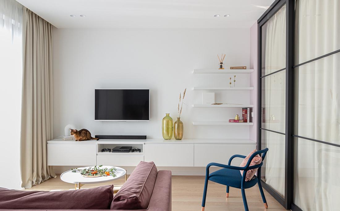 50平米粉红色她与宠物猫的家-3
