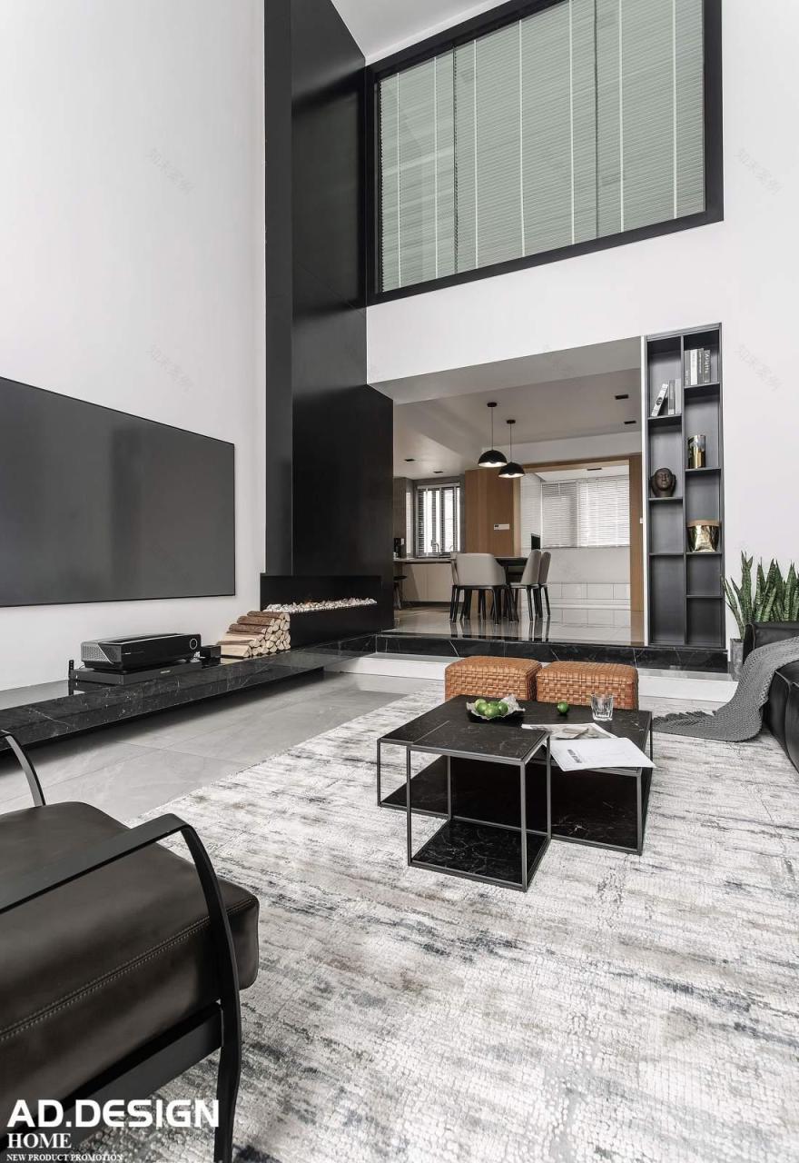 黑白灰复式别墅,开放大气的现代家居设计-4