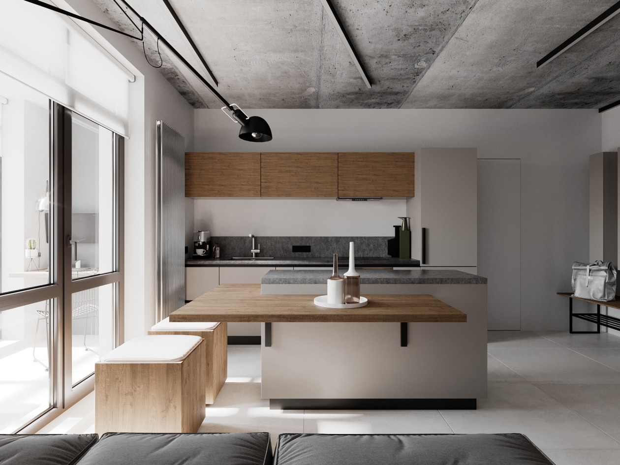 乌克兰 48.8㎡工业风质感公寓-6