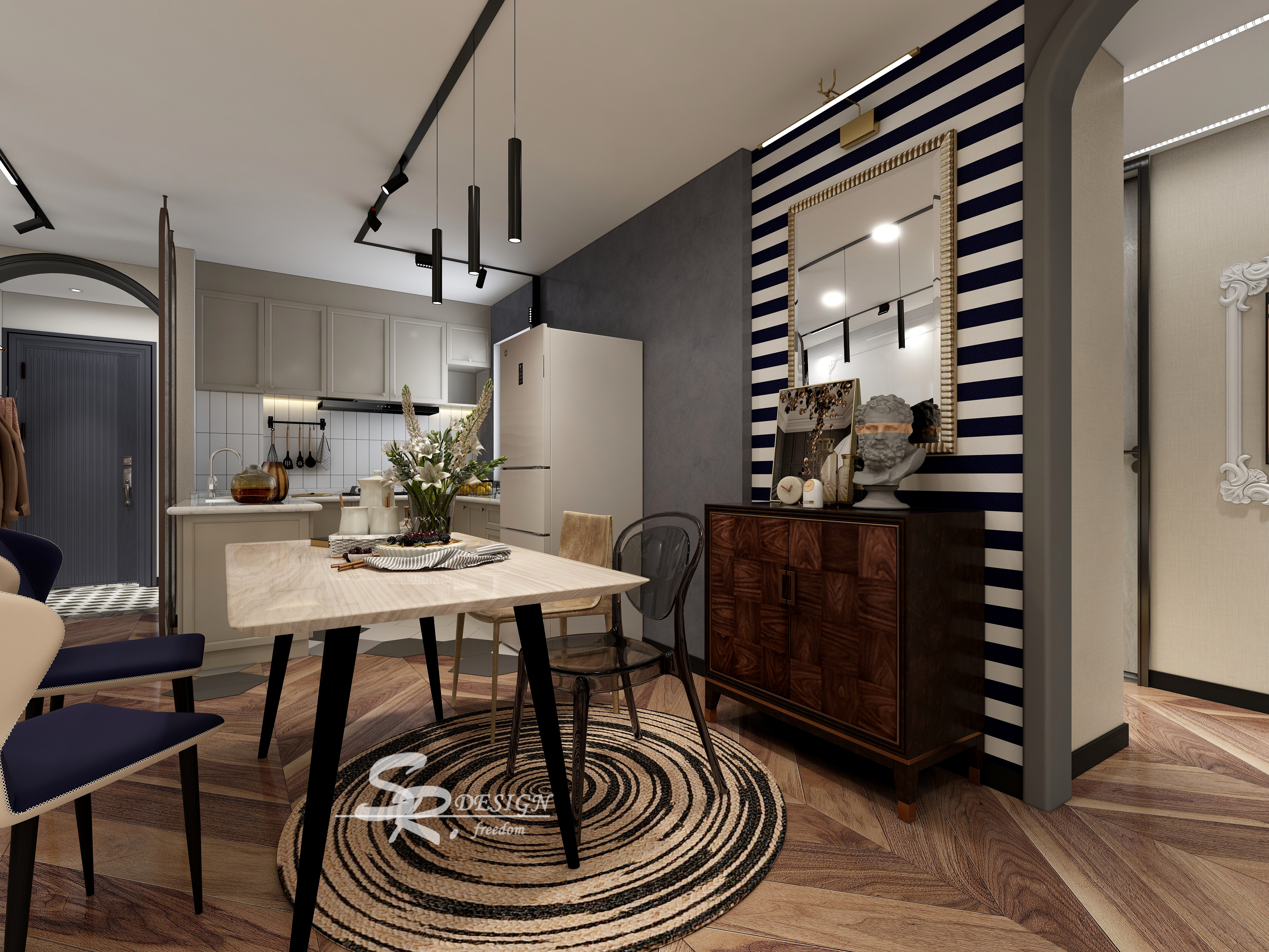 现代复古混搭风 · 96 平花繁设计样板间-5