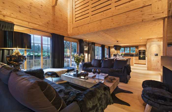 奥地利木屋别墅的现代黑色内饰设计-1