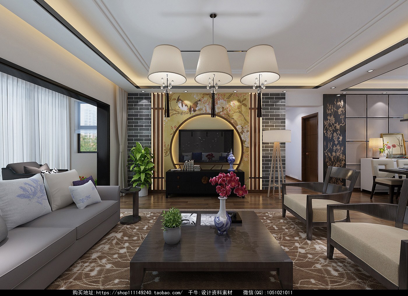 新中式 中式古典 奢华家装别墅样板房-18-43