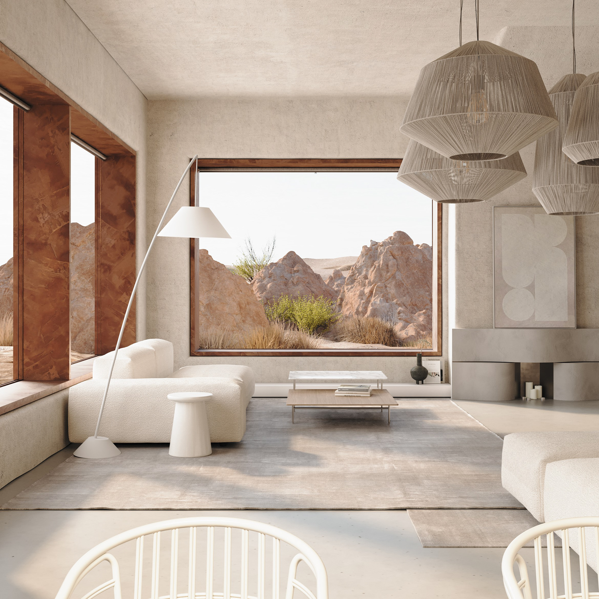 Дом в скале - интерьер кухни-гостиной-8