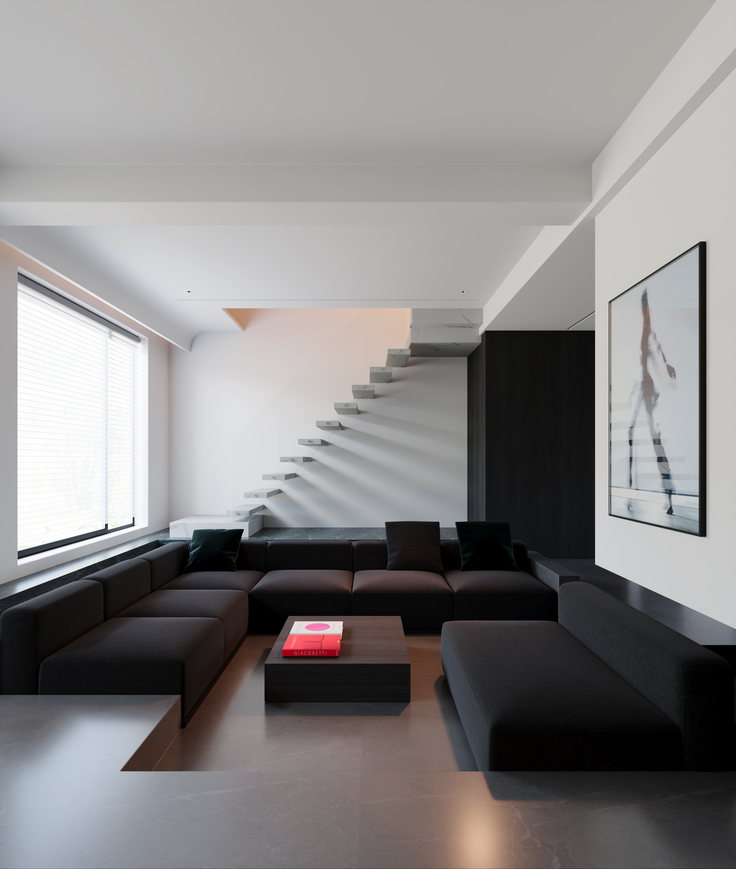 黑白灰现代客餐厅案例-5