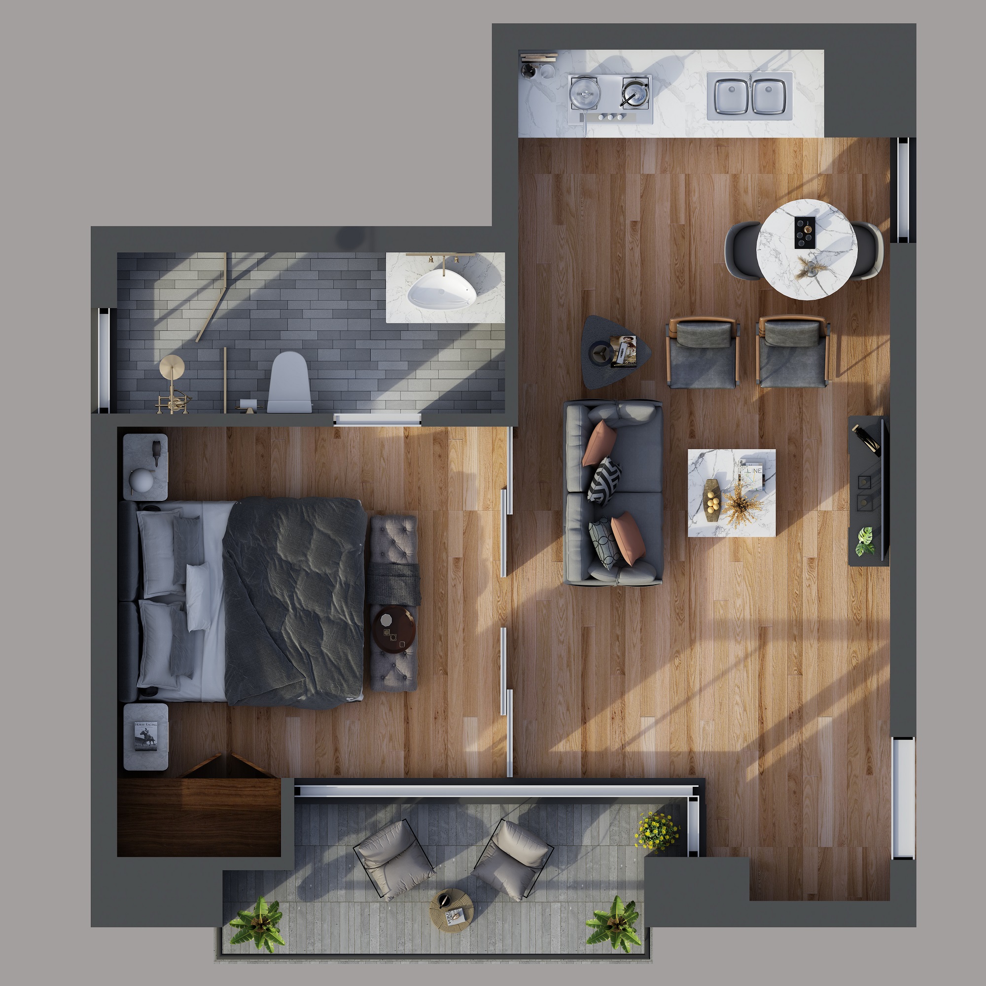 Apartment Floor Plan Renders in 3DS Max-5