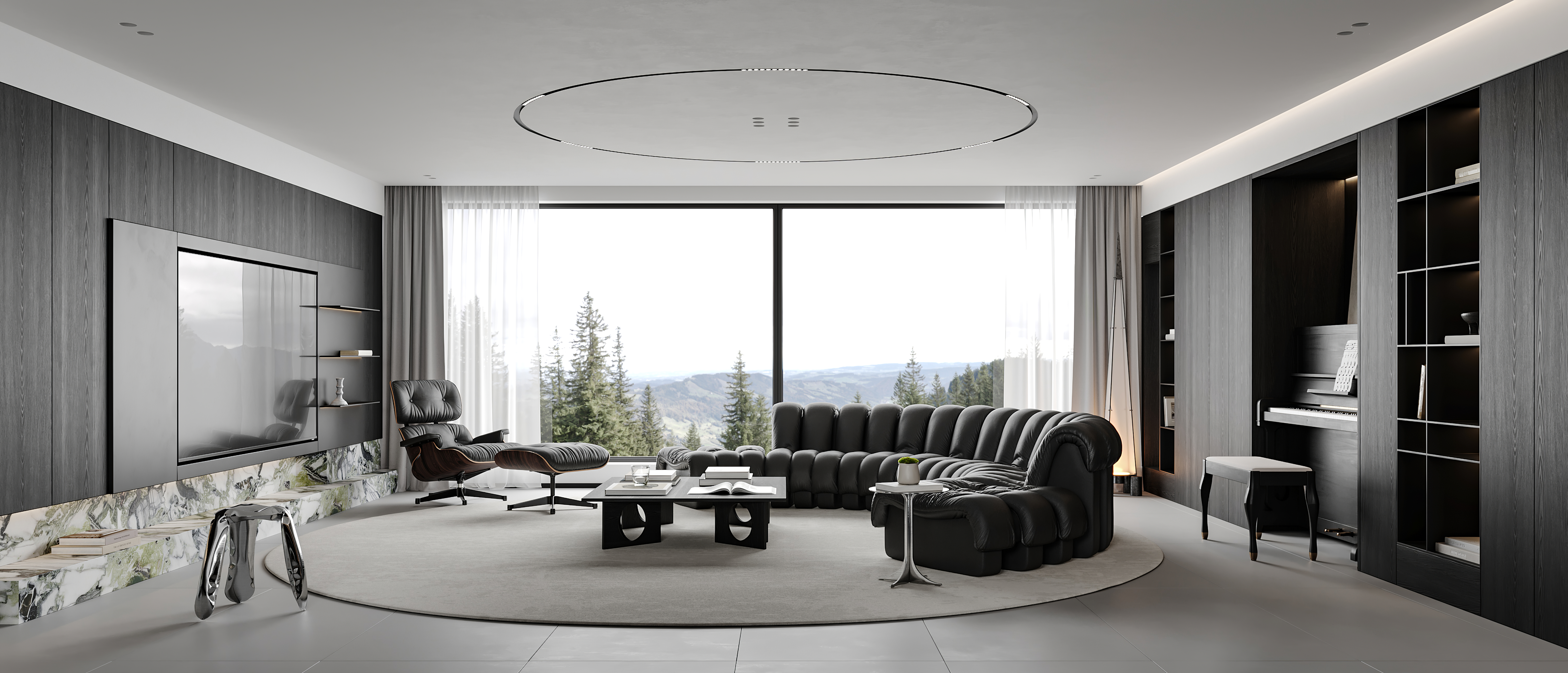 黑白灰意式极简客餐厅丨近期表现-4