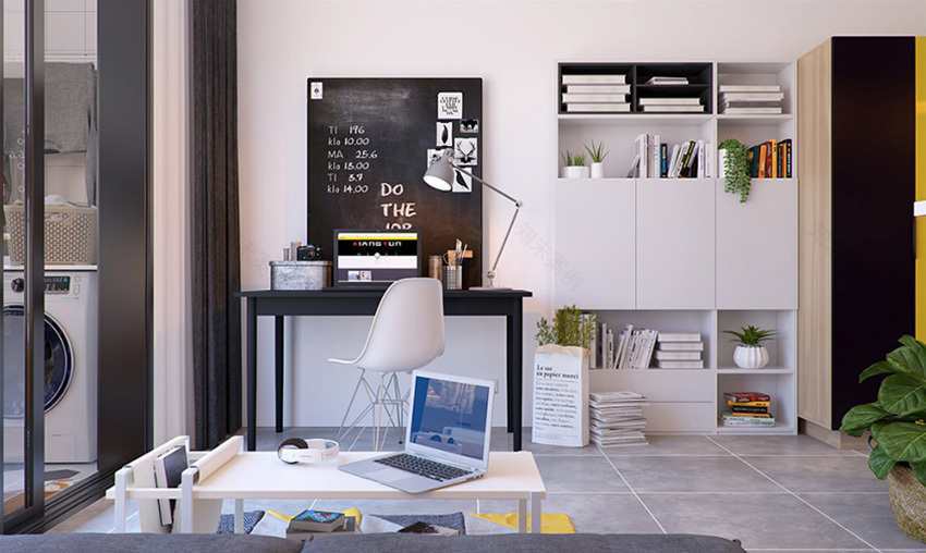 广东 40㎡男子单身公寓 | 北欧风黄色小户型设计-7