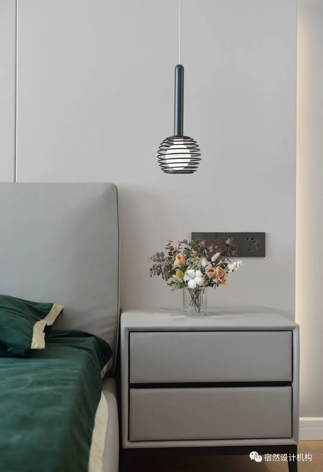 南昌 125㎡现代简约家居,黑白灰中融入绿色与橙色-77